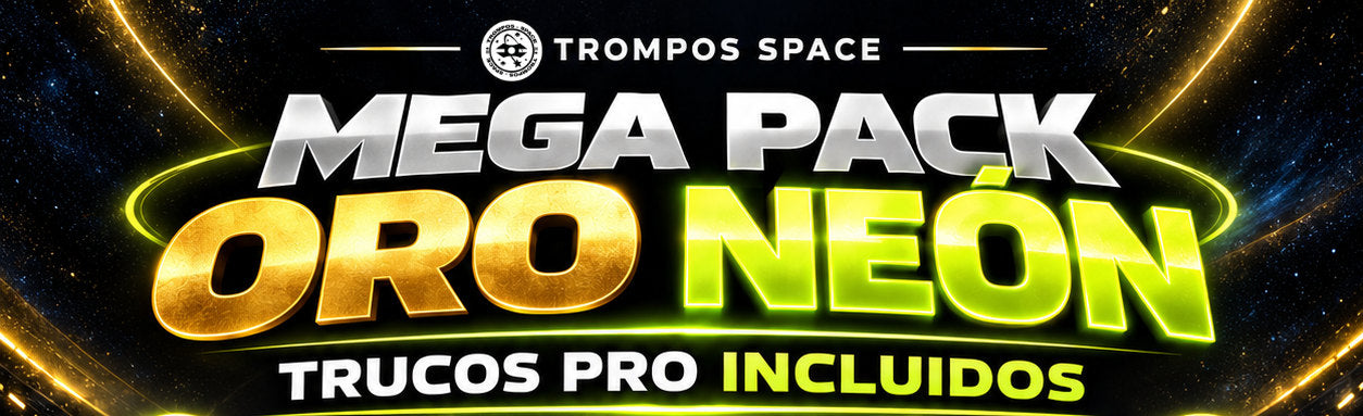 Trompos Space — Mega Pack Oro Neón, Trucos PRO incluidos
